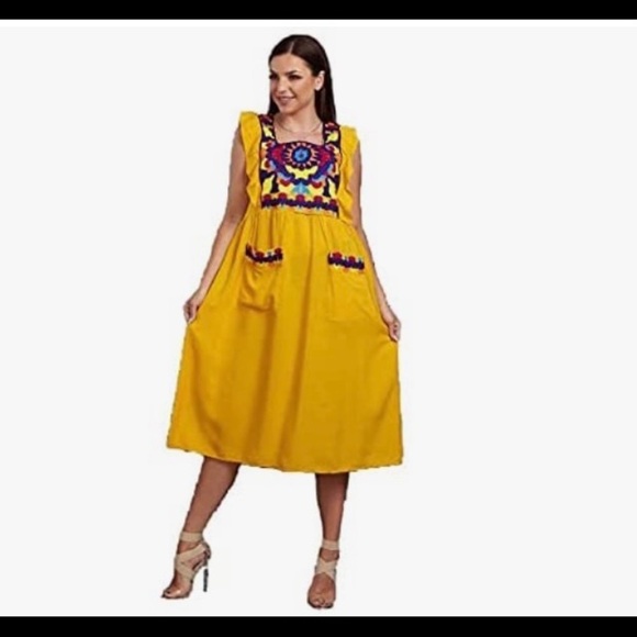 Hand Made Dresses & Skirts - Embroidered Egyptian Sleeveless Dress size S Hand Made